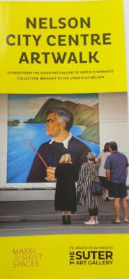 Brochure for the Nelson City Centre Art Walk, featuring maps and highlights of local public art installations in Nelson, New Zealand